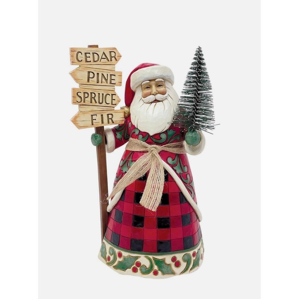 Country Living by Jim Shore It's Tree Time Santa with Tree and Sign 6011741 NEW